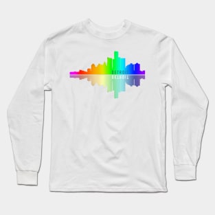 Detroit Skyline - Reflection Rainbow Long Sleeve T-Shirt